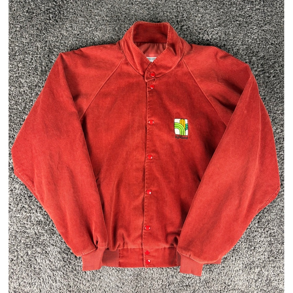 Vintage 80s K-Brand AgriGold Corduroy Bomber Jacket Red Mens XXL Made in USA